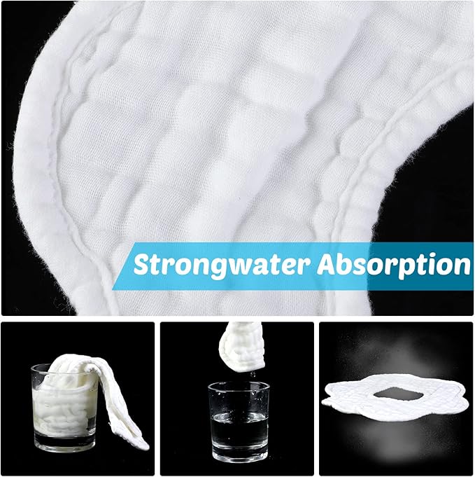 Geyoga 10 Pcs Baby Bibs 360° Rotate Baby Bandana Muslin Drool Bibs Petal Bibs Burp Gauze Cloths Absorbent Bib