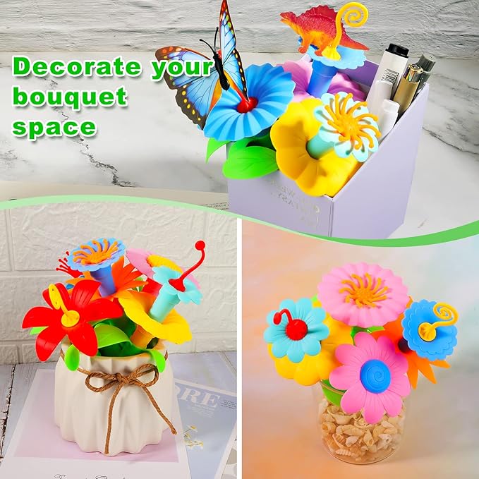 Toys Gifts for Toddlers Boys Girls Age 3 4 5 6,167 PCS Dinosaur Flower Garden Building Blocks,STEM Fine Motor Skill Stacking Games,Christmas First 1st Birthday Gifts for Preschool Kids 3+ Years Old