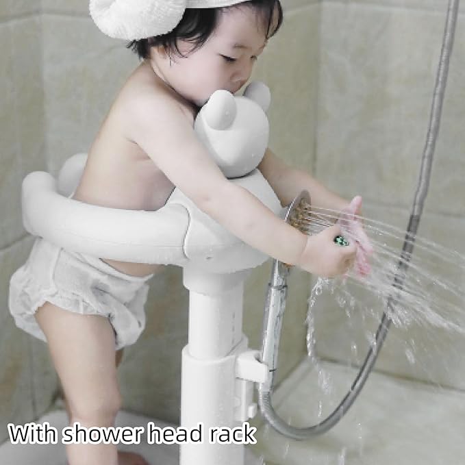 Baby Bathtub with Shower Stand Support, Anti Pinch Support Baby Shower Stand, Adjustable Shower Tower Anti Slip for Toddler Standing Up Themselves, for Infants 8-36 Months