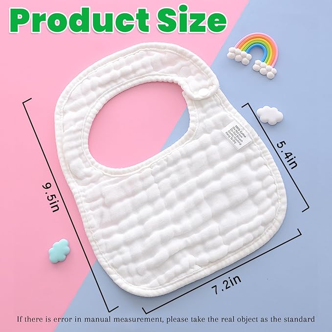 EllieHouse Baby Bibs for Girls Boys 10Pack Muslin Drool Teeth Drooling Teething Bibs Muslin Cotton for Infant Toddler