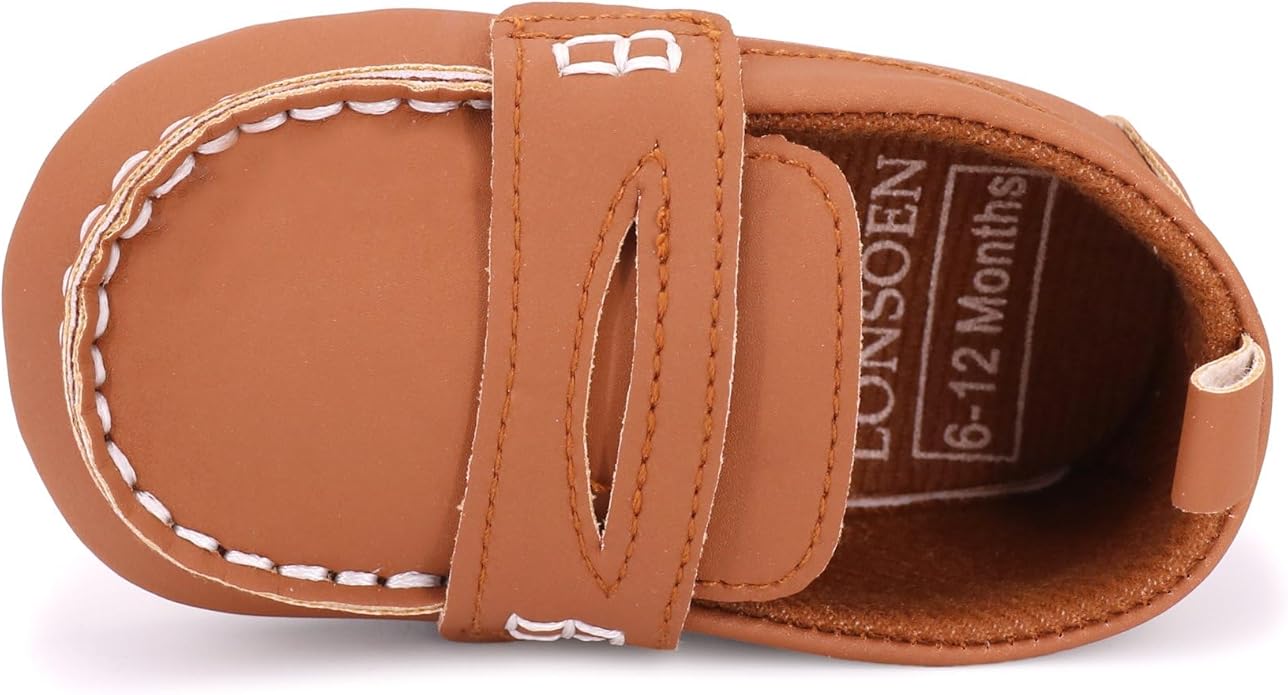 LONSOEN Baby Girls Boys Loafers Prewalker Dress Crib Shoes