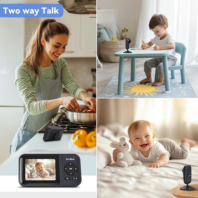 Baby Monitor with Camera and Audio, Video Baby Monitor WiFi Night Vision, 2.8" LCD Screen Baby Camera VOX Mode Alarm and 1200ft Long Range