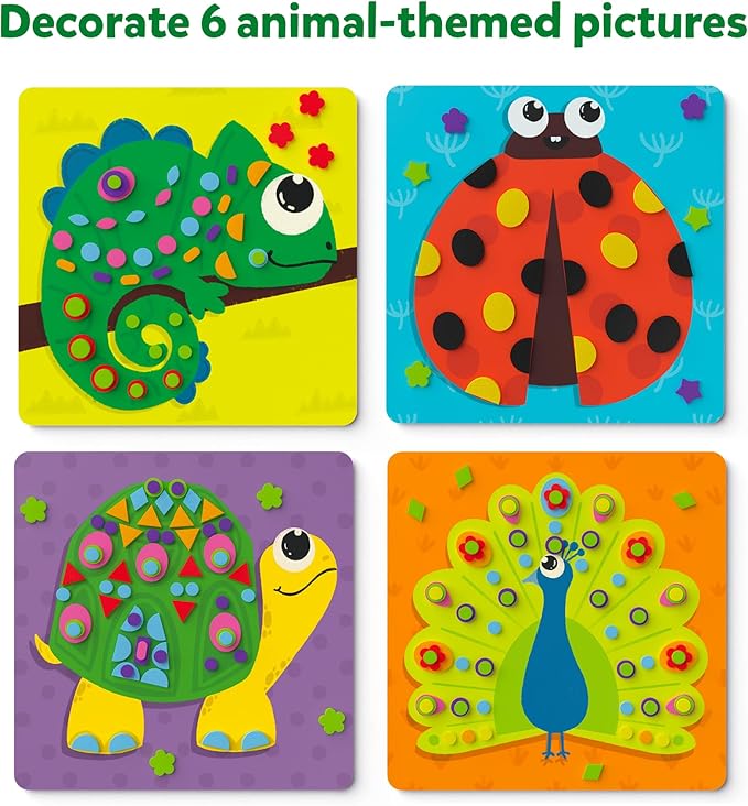 Skillmatics Foam Sticker Art Activity - Animals, Stocking Stuffers, Mess-Free Fun for Kids, 800+ 3D Foam Stickers, DIY Felt Craft Kits, Christmas Gifts for Boys & Girls Ages 3, 4, 5, 6, 7