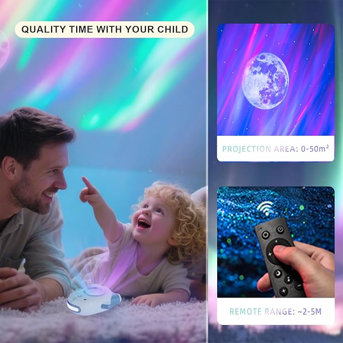 Galaxy Star Projector for Kids, 6 Colors & 5 White Noise Ceiling Night Light with Remote Control, Northern Lights Projector Gifts for Girls Boys Adults,Bedroom Party Decoration (Gray)