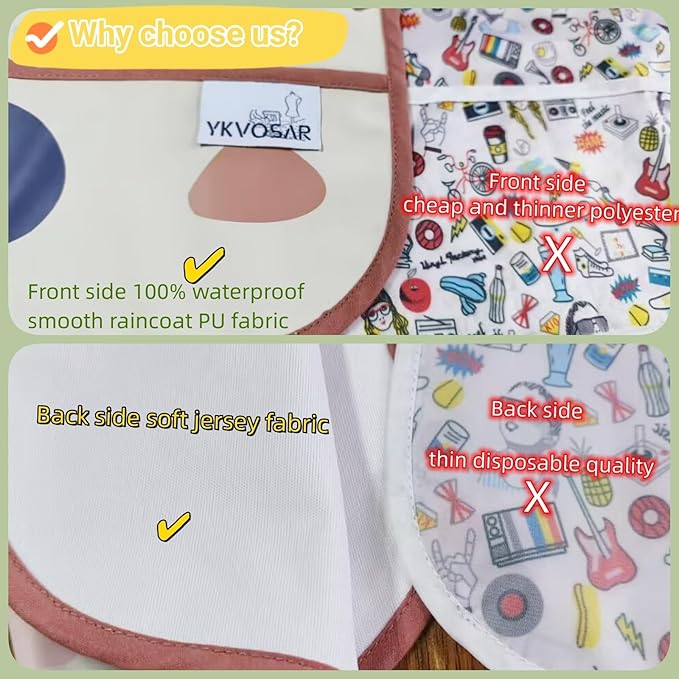 2 Pack Baby Bibs for Boy,Baby Bibs for Eating,Mess Proof Baby Bib,Full Sleeve Bib,Waterproof Bib for Toddlers