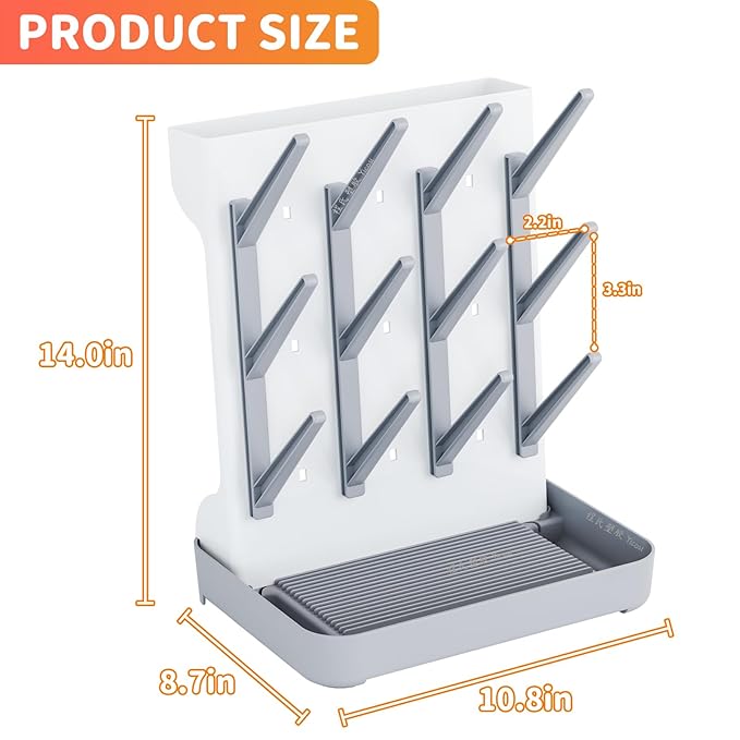 SuoXing Vertical Baby Bottle Drying Rack,Space Saving Countertop Baby Drying Rack for Bottles,Large Baby Bottle Station Stand,Bottle Rack Dryer for Brushes,Pacifiers,Baby Accessories Organizer,Grey