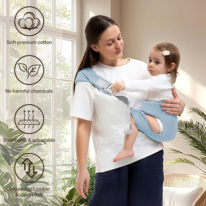 Toddler Carrier for 25-60 lbs,Comfortable&Lightweight Baby Sling Carrier,Adjustable with Left/Right Shoulder Straps,One Size Fits All,Ideal for Shopping and Travel-Blue