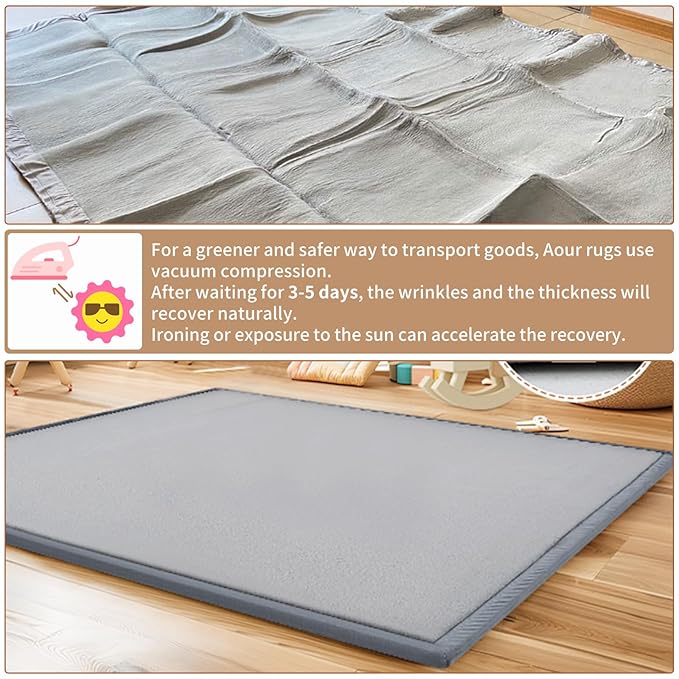 Baby Play Mats for Floor - 1.4" Thick Memory Foam Rug, 80"x80" Playpen Tummy Time Mat, Soft Velvet Nursery Rug, Large Padded Crawling Mat, Cushioned Pads for Playroom Toddlers, Infants, Yoga, Tatami