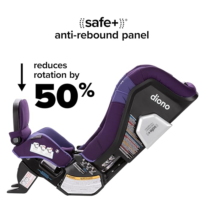 Diono Radian 3RXT SafePlus Max Rear and Forward-Facing Convertible Car Seat, 2-in-1 Anti-Rebound Bar and Calf-Support, 10 Years 1 Car Seat, Slim Fit 3 Across, Purple Wildberry