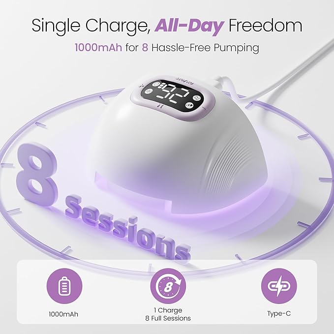 Lucina Breast Pump Hands Free, Wearable Breastfeeding Pump with 4 Modes & 9 Levels, Portable Electric Breast Pump, Strong Suction, Discreet & Smart Display, 19/21/24mm Insert/Flange, 2 Pack