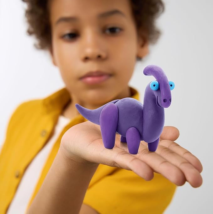 Hey Clay Mega Dinos Set - Colorful Modeling Air Dry Clay for Kids - Air Dry Clay Kit 15 Cans with Fun Interactive App