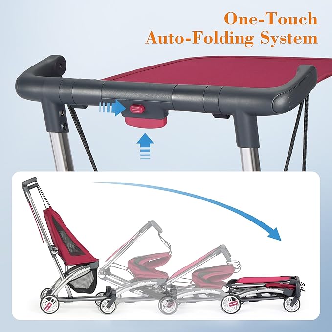 Beberoad Love R1 Auto-Folding Ultra Lightweight Double Stroller Twin Strollers, Side by Side Stroller for Babies and Toddlers Aged 6-36 Months, Only 23.5 lbs, Can Turn into Two Single Strollers, Red