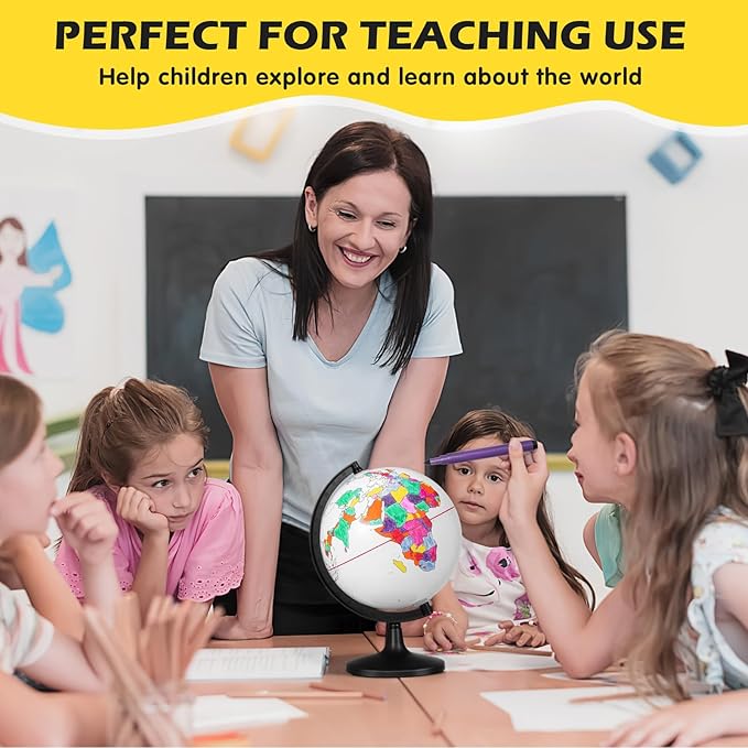 TOYANDONA Blank World Globe with Stand - Dry Erase DIY Map Round Earth Globe for Geographical Teacher Students - Desktop Decor