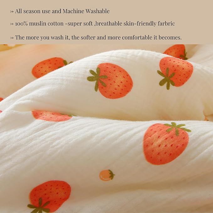 100% Cotton Muslin Crib Comforter/Quilt,Ultra Soft Cozy Reversible Baby Blanket,All Season Toddler Blankets for Boys and Girls, Machine Washable,41"x48"