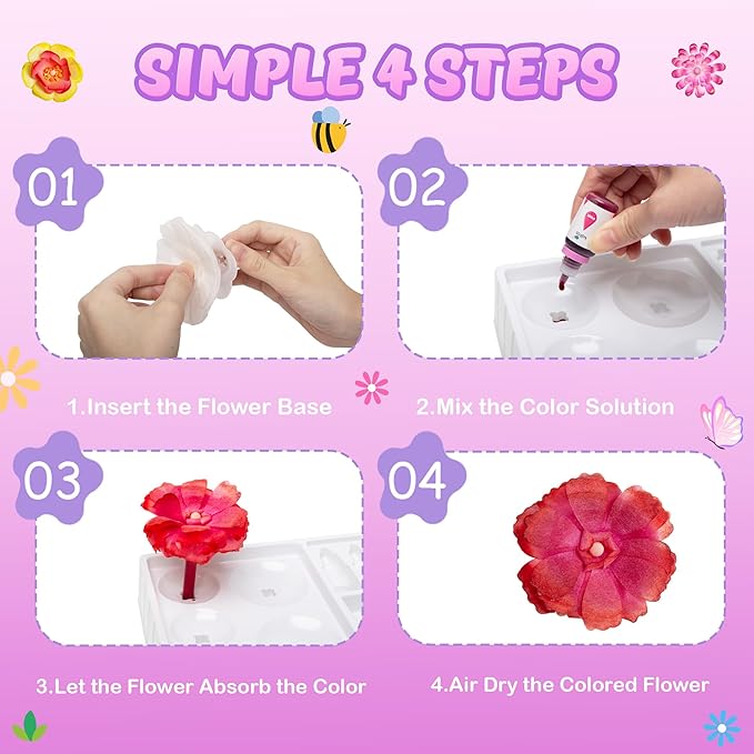 Kiditos Magic Flower Art Kit for Girls – DIY Blooming Flower Craft Kit with Color Drop Science Experiment | Creative Art & STEM Toy for Ages 6+