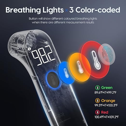 No-Touch Forehead Thermometer for Adults and Kids, Fast Accurate Baby Thermometer with Fever Alarm & Mute Mode - Take Quick Temperature Easily