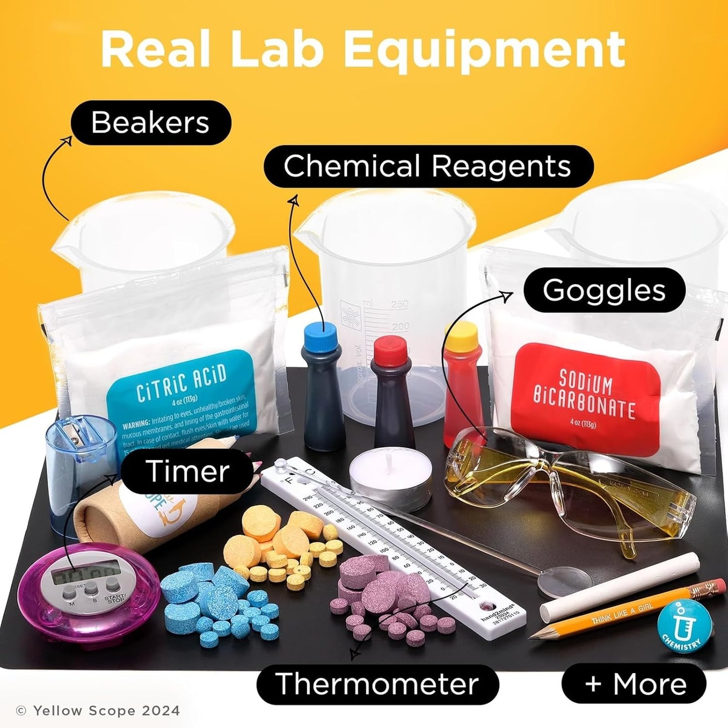 Chemistry Kit, Science Experiment for Girls & Boys, STEM Activities for Kids Ages 8-12, Beakers & Bubbles Foundation Chem Set