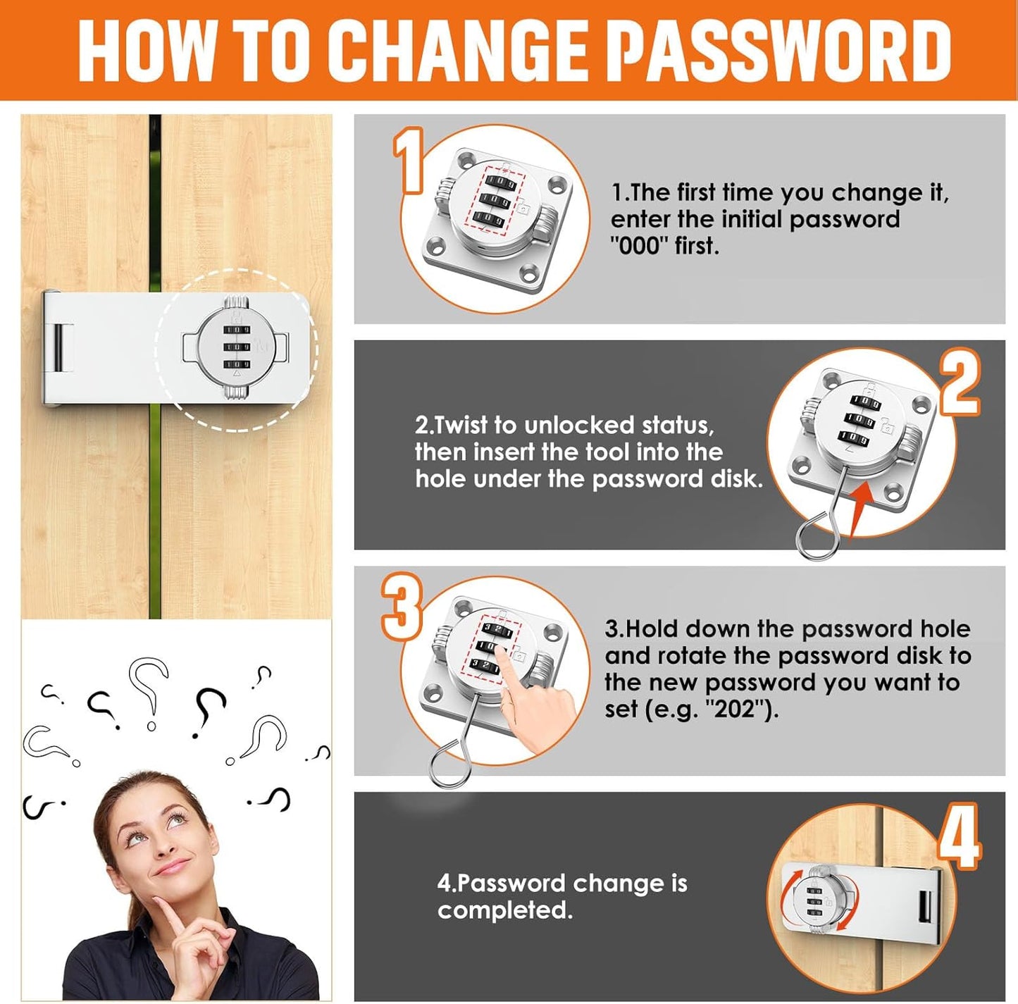 Keyless Cabinet Lock with Combination, Locker Code Lock with 3-Digit Combination, Security Door Lock for Drawers, Lockers, Bifold Doors, Small Doors, Closets, Refrigerators (Silver-1pc)