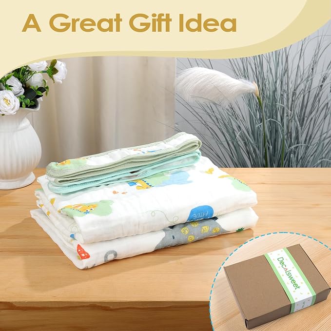 Baby Bath Towels 100% Muslin Cotton Hooded Baby Towels 2 Pack Shower Gifts for Newborn, Infant, Toddler, Kids,Super Soft and Absorbent, Large 35x35Inches