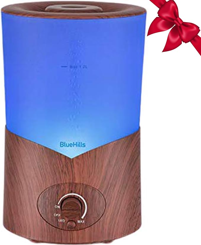 BlueHills Premium Large 1000 ML XL Essential Oil Diffuser Dark Wood Grain Aroma Humidifier 1 Liter Capacity for Big Room Home Long Run Kids Huge Coverage Area Quiet High Mist Output Large 1L A3