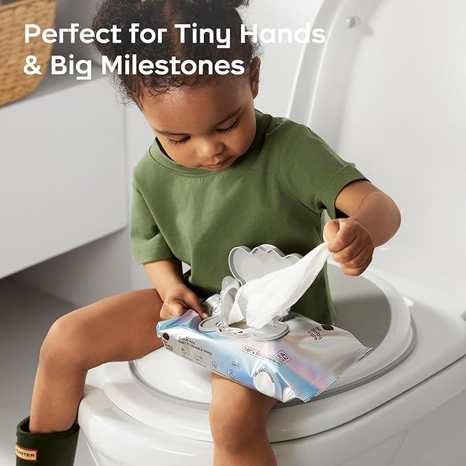 Bc Babycare Flushable Wipes, Hypoallergenic for Sensitive Skin, 99% Water, Plant-Based Fibers, Sewer + Septic Safe, Fragrance Free Toddler Potty Training, 42 Wipes, 3 Packs