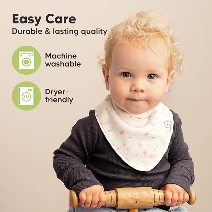 8-Pack Organic Baby Bandana Bibs for Girls - Super Absorbent Triangle Baby Bibs for Drooling and Teething Infant, 100% Cotton Extra Soft for Newborn, Infant 0-36 Months (Butterflies)