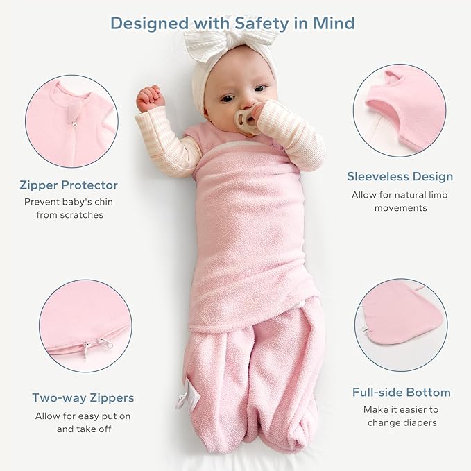 ZIGJOY Swaddle Sleep Sack Newborn 1.5 Tog Fleece Wearable Blanket Baby 0-3 3-6 6-12 Months - Winter Sleeping Sacks Bag