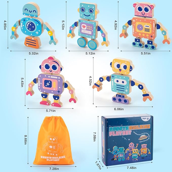 Wooden Snap-Together Building Toys, STEM Building Blocks, Take Apart Toys Playset, Fine Motor Skill Montessori Educational Learning Toys Gift for 3 4 5 6 Years Toddlers Kids