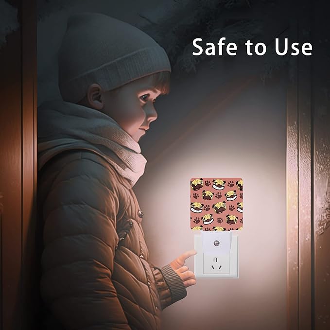 Dog Night Light,Cute Dog Paws Night Lights Plug into Wall with Dusk to Dawn Light Sensors 0.5W Dim Night-Lights for Bedroom