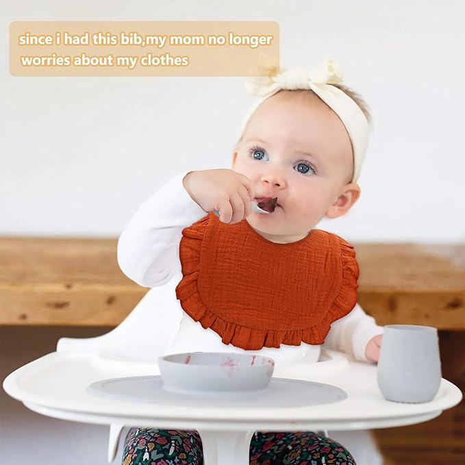 EllieHouse Baby Bibs for Girls Boys 10Pack Muslin Drool Teeth Drooling Teething Bibs Muslin Cotton for Infant Toddler