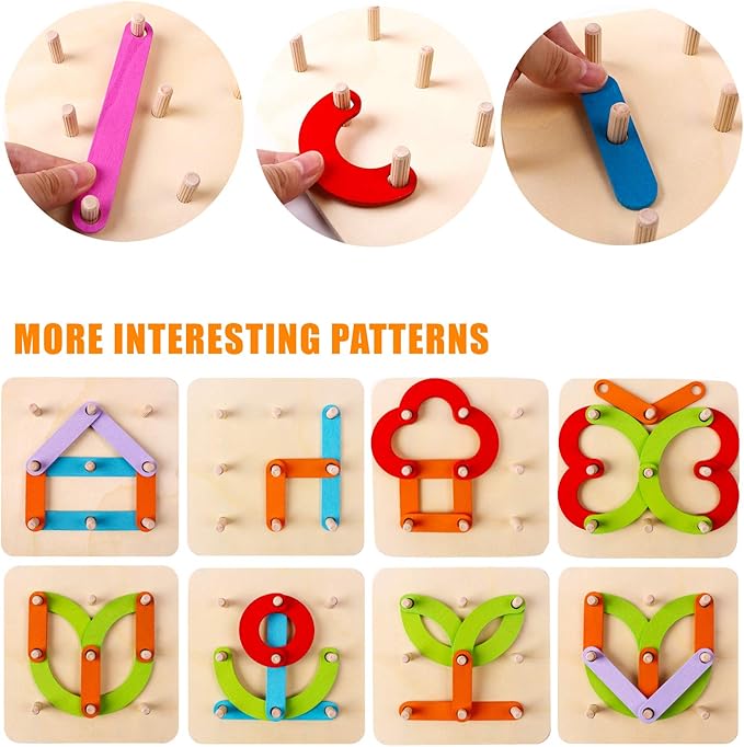 kizh Wooden Letter and Number Construction Activity Set Educational Preschool Toys Shape Color Recognition Pegboard Sorter Set Board Blocks Stack Sort for Toddler Kids Boys Girls Toy