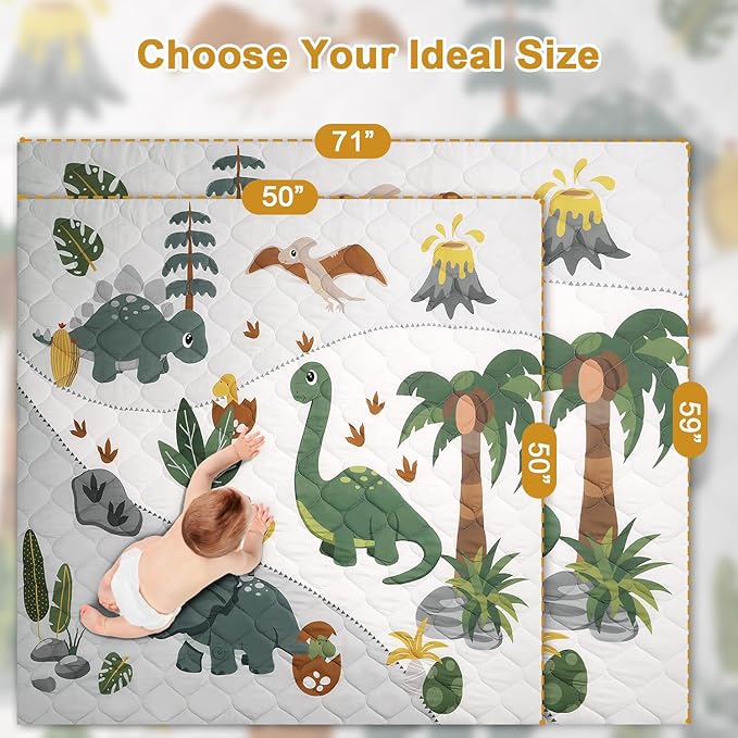 Premium Foam Baby Play Mat 71x59 – Removable & Machine Washable Cover, Extra Thick Padding Playpen Mat, Non-Slip Crawling Mat, Easy to Clean for Infants, Toddlers & Babies