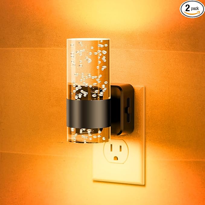 JandCase Night Light, Automatic Night Lights Plug into Wall, Dimmable LED Night Light with Adjustable Brightness, Night Lights Plug in with Auto Light Sensor, Amber for Bathroom Hallway Decor