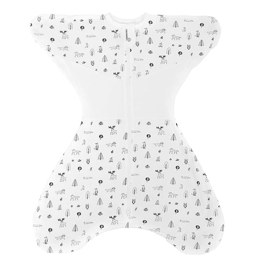 GROWNSY Transitional Swaddle Sleep Sack 3-6 Months,Cotton Starfish Design Baby Swaddle Sack, Dual-Zipper for Easy Diaper Changes, Proper Hip Development & Openable Foot Button,12-20lbs,Munchkin Forest