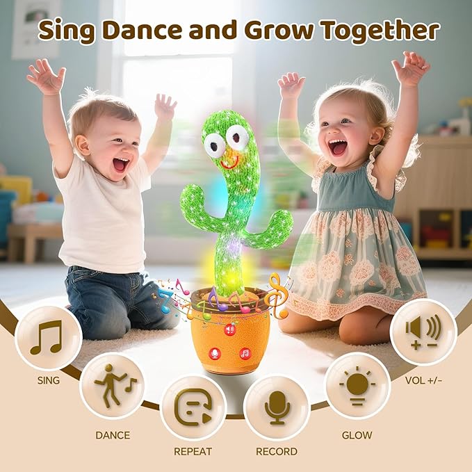 Talking Cactus Toys for Baby,Dancing Singing Cactus Mimicking Toy Gifts for Infant Kids Boys Girls Easter Basket Stuffers with 120 English Songs,Adjustable Volume,Recording Repeating,Green