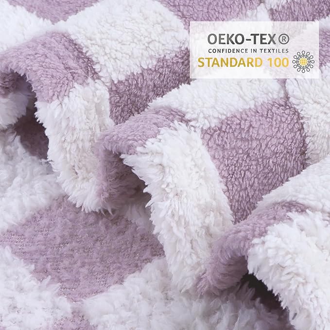 HOMRITAR Checkered Baby Blanket Fleece Baby Blankets for Girls, Ultra Soft Cozy Fluffy Warmer Infant Toddler Newborn Receiving Blankets for Crib Stroller 30 x 40 Inch, Purple