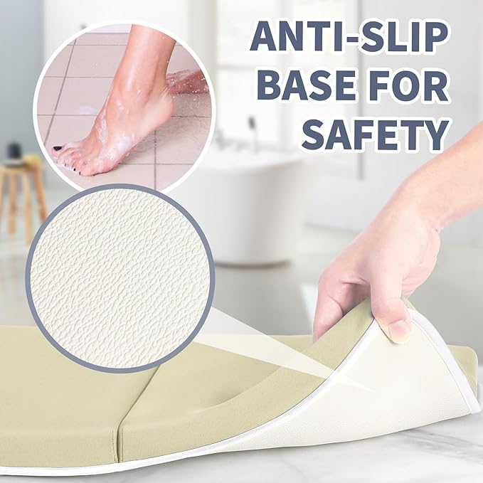 URMYWO Bath Kneeler and Elbow Rest Pad Set - 1.5" Thick Baby Bath Kneeler Pads with Toys Organizer, Anti-Slip Cozy Knee & Arm Support Bathtub Mat, Quick Dry Kneeling Pad for Baby Bath Time