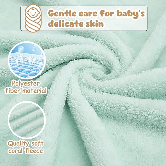 6 Pack Baby Hooded Bath Towels, Premium Ultra Soft Absorbent Coral Fleece Bath Towel Set for Newborns, Infants, Toddlers, and Kids, 31.5 X 31.5 Inch Hooded Towel for Boys and Girls