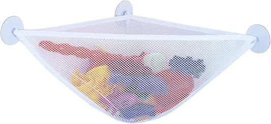 chil Bath Toy Organizer with 3 Strong Suction Cups Mounted Bath/Shower Caddy Storage Solution Bath Toy Storage Net & Bathroom Corner Shower Caddy Bag Bathroom Storage Bag