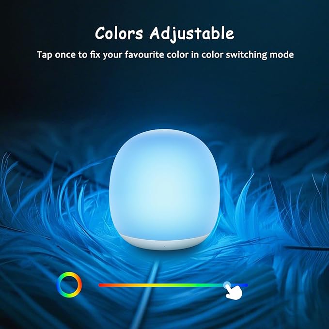 Night Light for Kids, Egg Night Light for Nursery,RGB Color Changing&Dimmable Touch Control Baby Light with Timer, Silicone Portable Toddler Nightlight Lamp for Bedside, Kids Room
