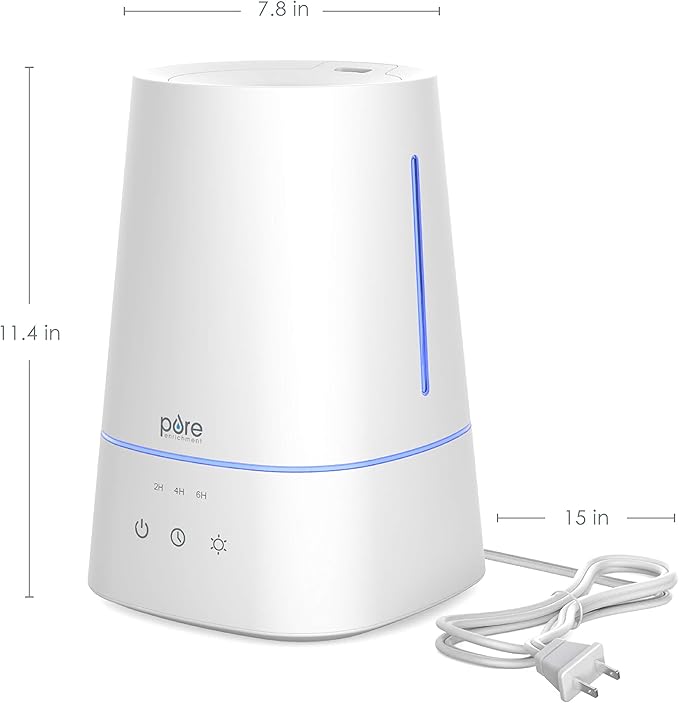 Pure Enrichment HUME Max - Easy Top-Fill Ultrasonic Cool Mist Humidifier, 3.7-L (1 Gallon) Water Tank, 3 Mist Settings, & Auto Shut-Off Timer - Ideal for Large Bedrooms, Nurseries & Dry Areas (White)