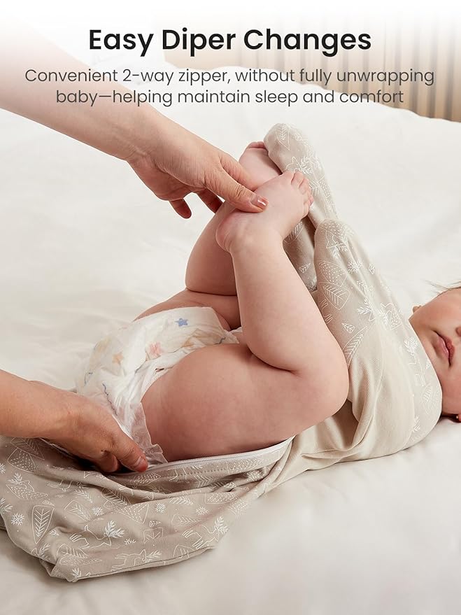 GROWNSY Transitional Swaddle Sleep Sack 3-6 Months, Starfish Design Baby Swaddle Sack, Dual-Zipper for Easy Diaper Changes, Proper Hip Development & Openable Foot Button, 12-20lbs, Deer