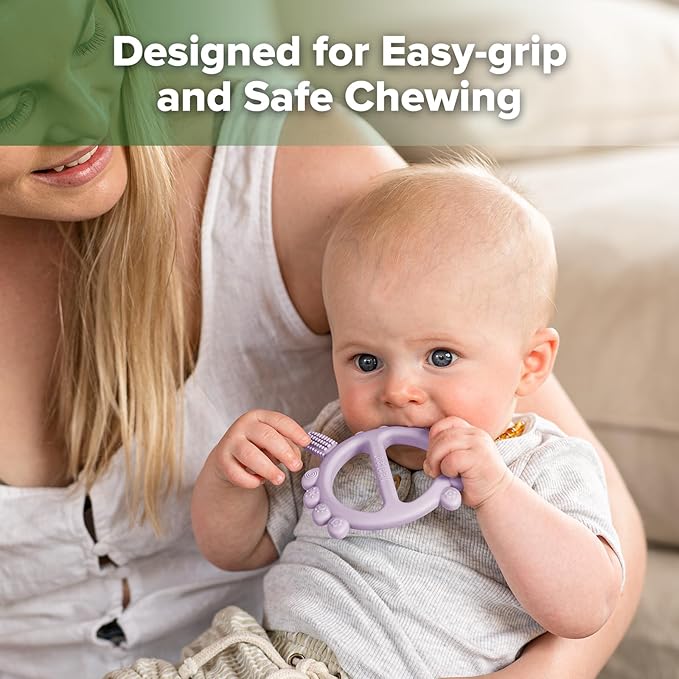 Haakaa Silicone Crab Baby Teether,Baby Toys,360°Baby Toothbrush Head for Infant Self-Brushing Training,Food-Grade Silicone,Lavender