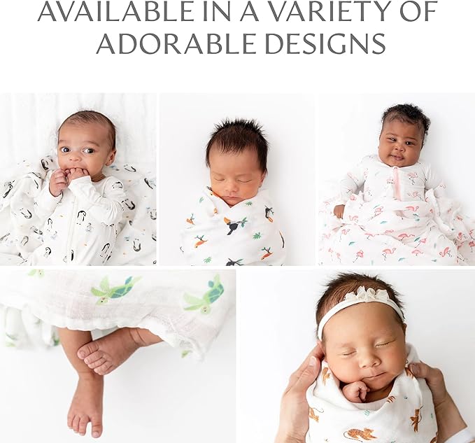 Muslin Baby Swaddle - Breathable Receiving Blankets for Newborn Baby, 70% Viscose derived from Bamboo, 30% Spandex, Imported