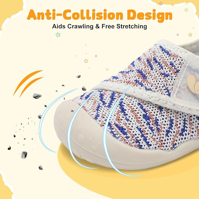 FEETCITY Baby First Walking Shoes Wide Baby Shoes Infant Sneakers Newborn Crib Shoe Barefoot Lightweight Slip On Shoe