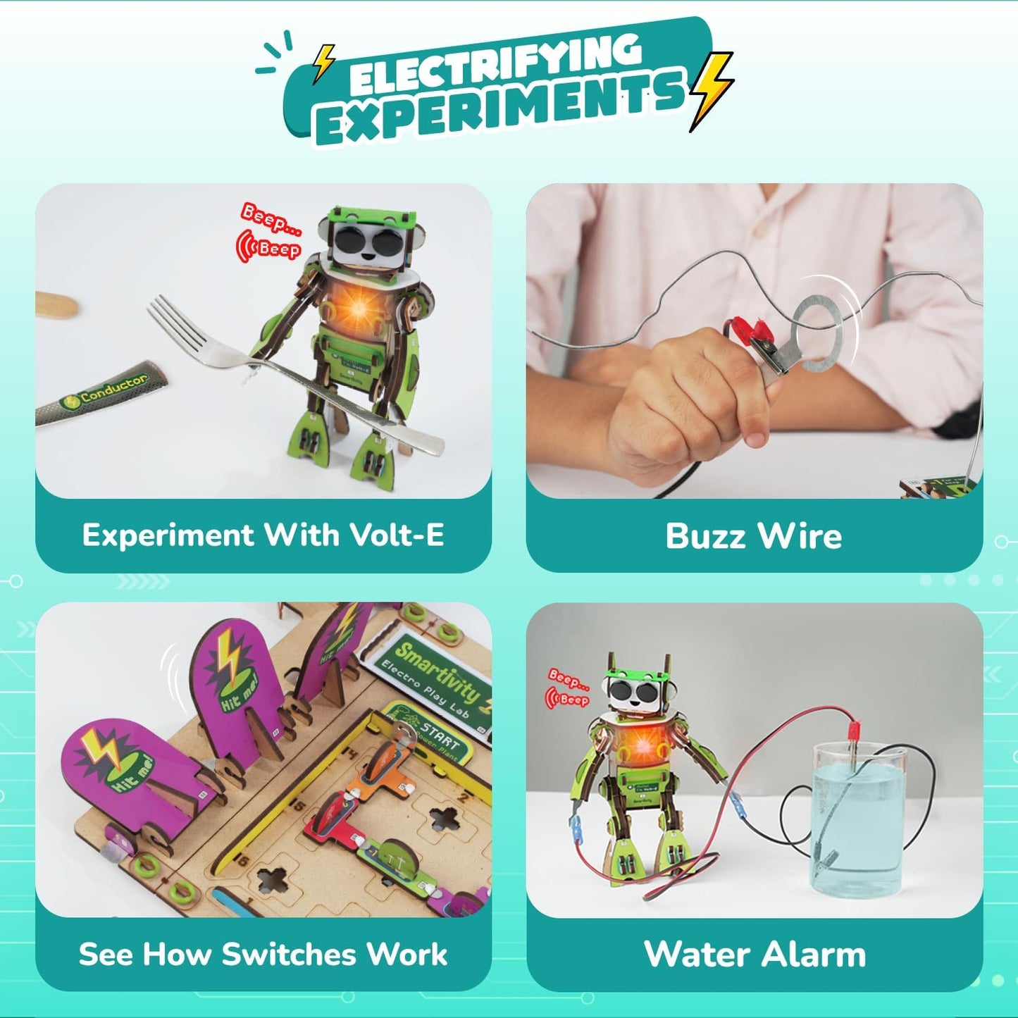 Smartivity Electro Play Lab for Kids Ages 8-14 I Electricity Kit with 9 Circuits Experiements & DIY Robot - Light & Sound Effects | STEM Science Project Kit | Birthday Gift for Boys & Girls