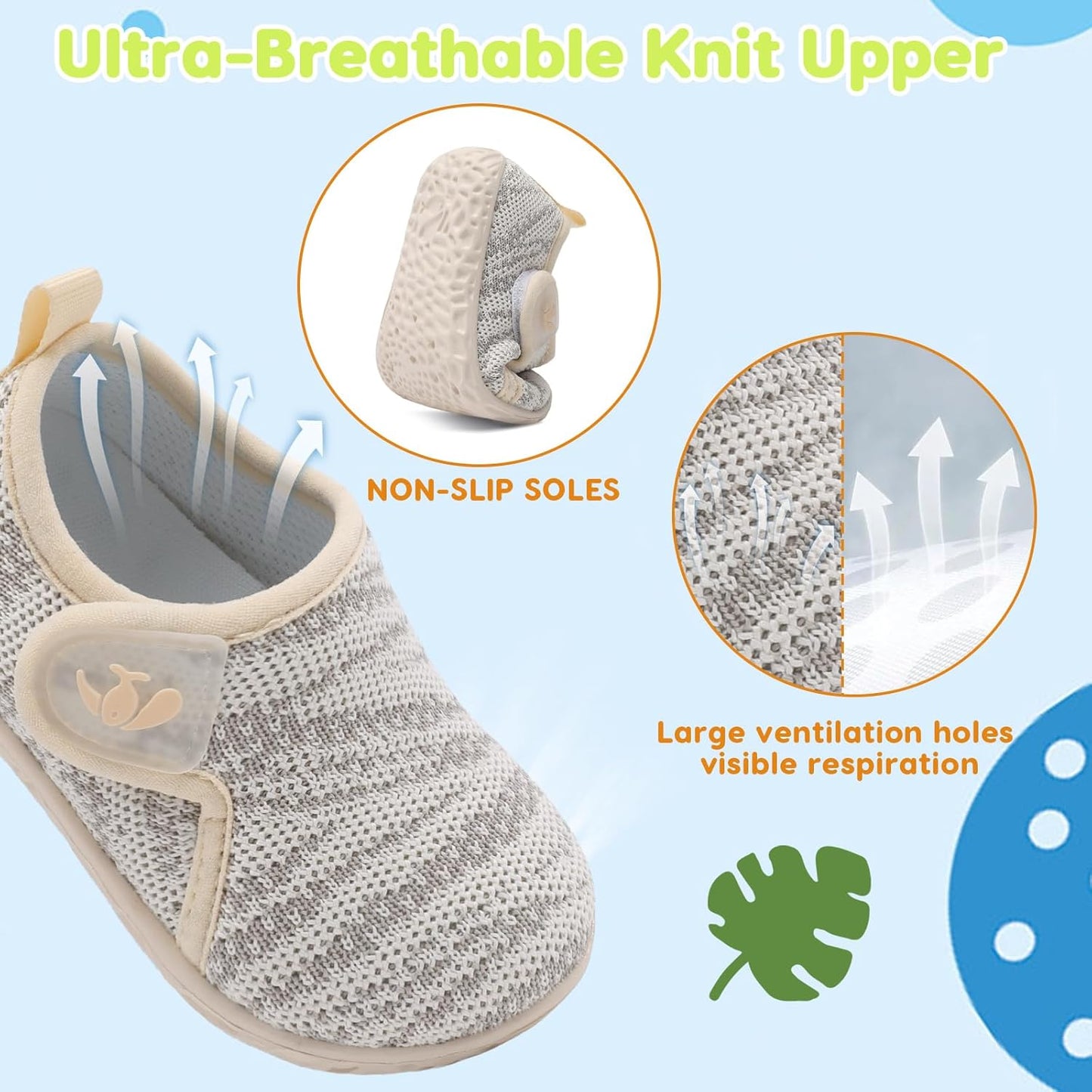 FEETCITY Baby Boys Girls First Walking Shoes Infant Sneakers Crib Shoes Breathable Lightweight Slip On Shoes