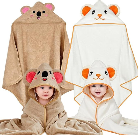 Baby Bath Towels 2 Pack Toddler Towels with Hooded, Soft Thick Hooded Baby Towels, Natural Baby Stuff Towel with Hood for Boy and Girl
