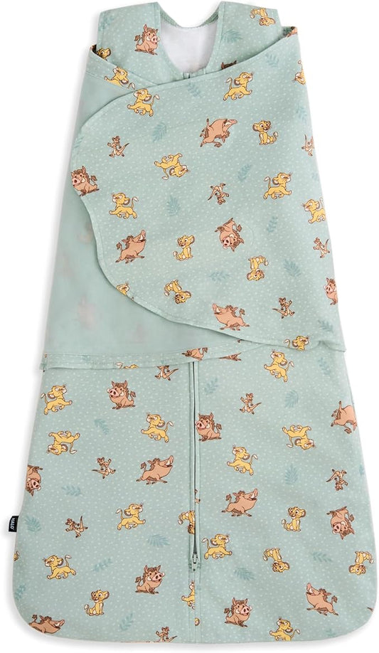 HALO 100% Cotton Sleepsack Swaddle, 3-Way Adjustable Wearable Blanket, Small, TOG 1.5, Lion King Friends