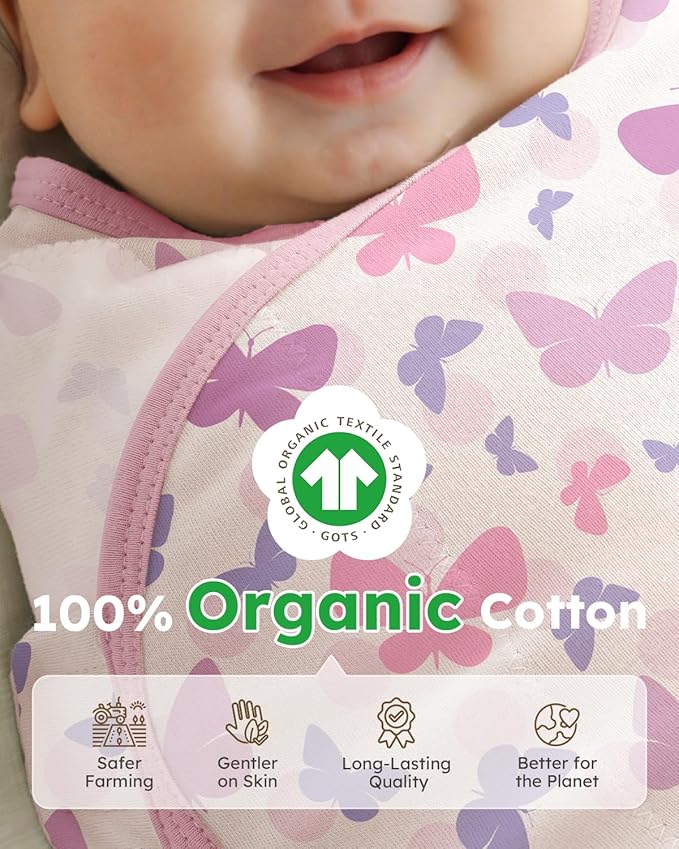 Yoofoss Baby Swaddles for Newborns 100% Organic Cotton, Adjustable Swaddle Sleep Sack 0-3 Months Newborn Swaddle Sack, Breathable Soft(Small)